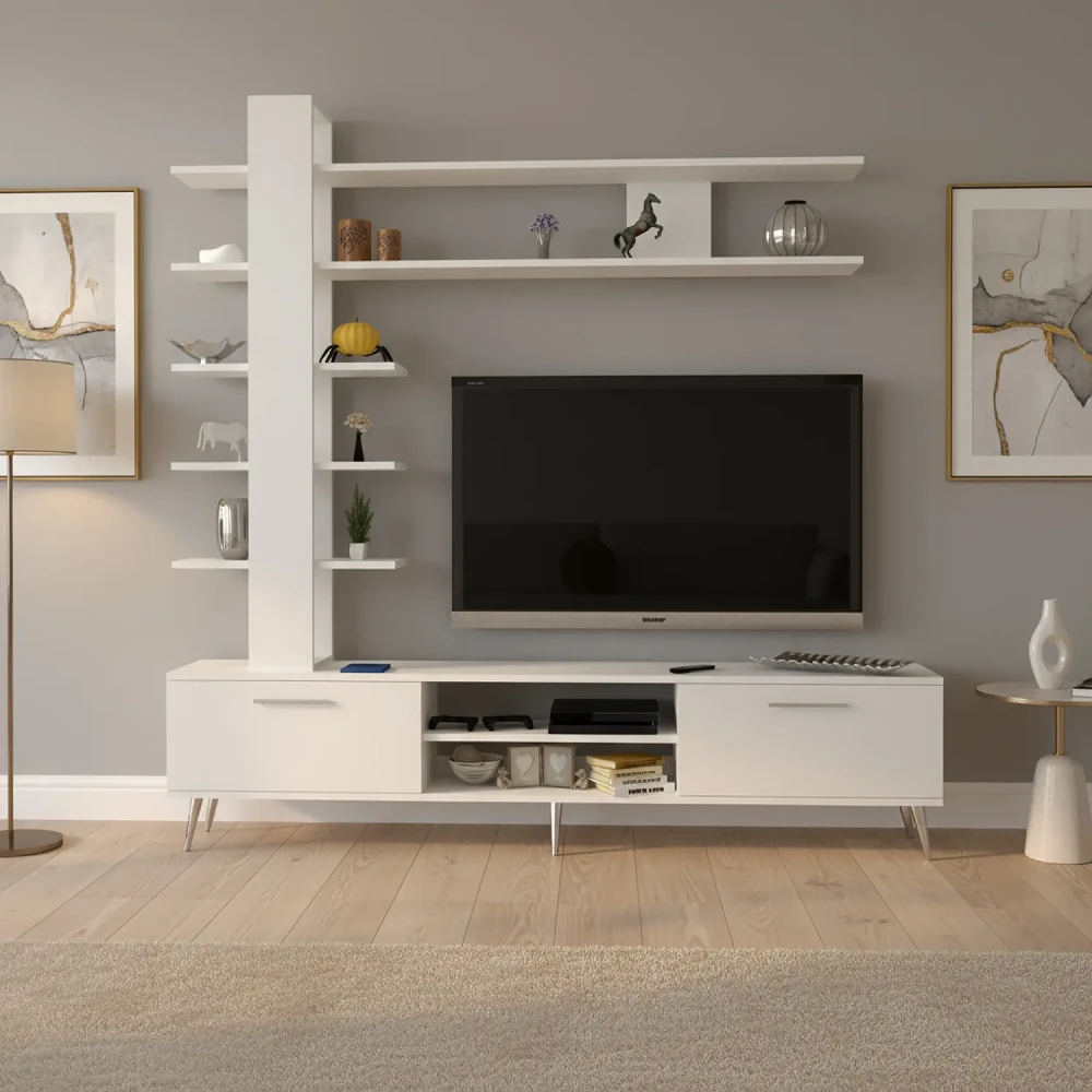 مكتبة تلفزيون مودرن لون أبيض 45