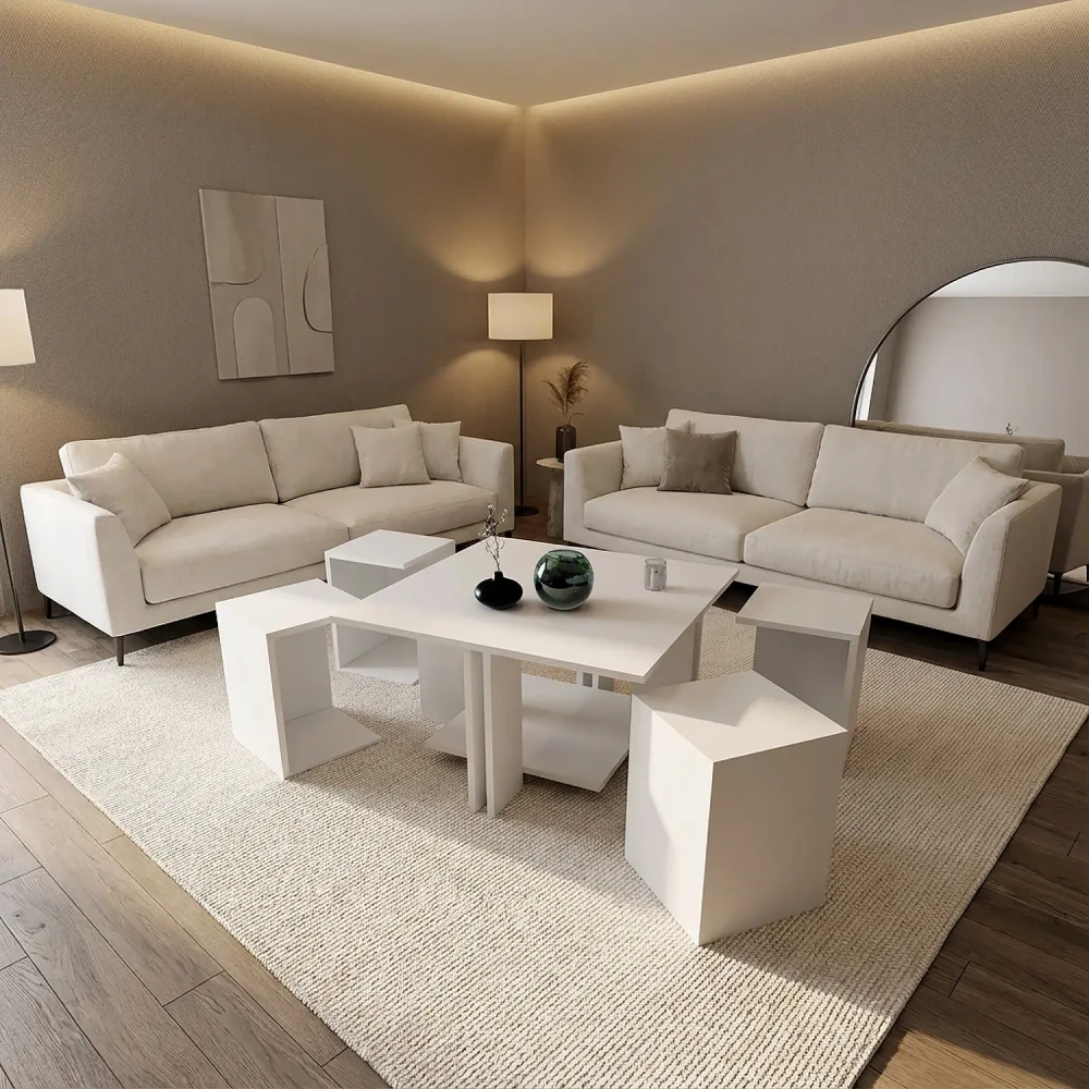 طاولة قهوة لون أبيض 0214