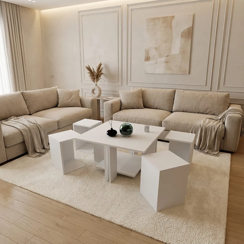 طاولة قهوة لون أبيض 0214