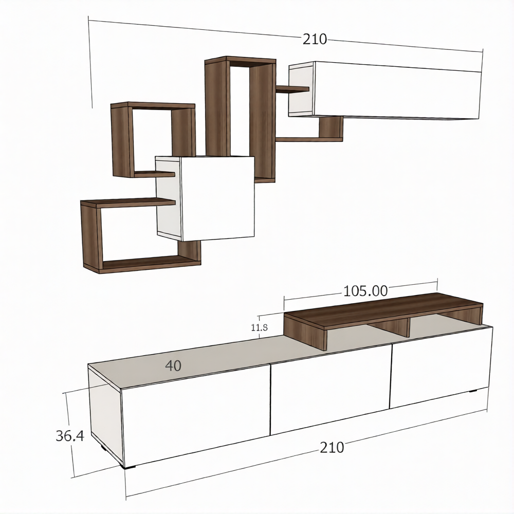 طاولة تلفزيون بني وبيج Elit2 107
