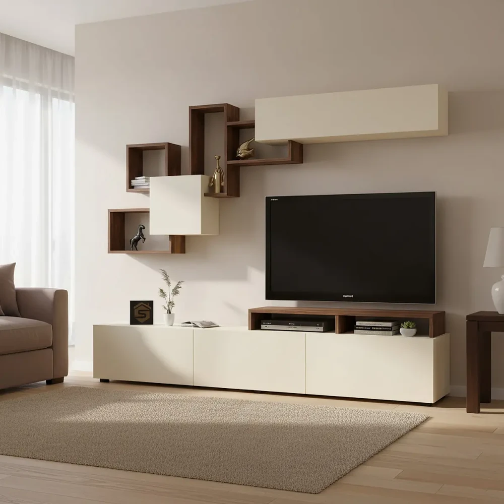 طاولة تلفزيون بني وبيج Elit2 107