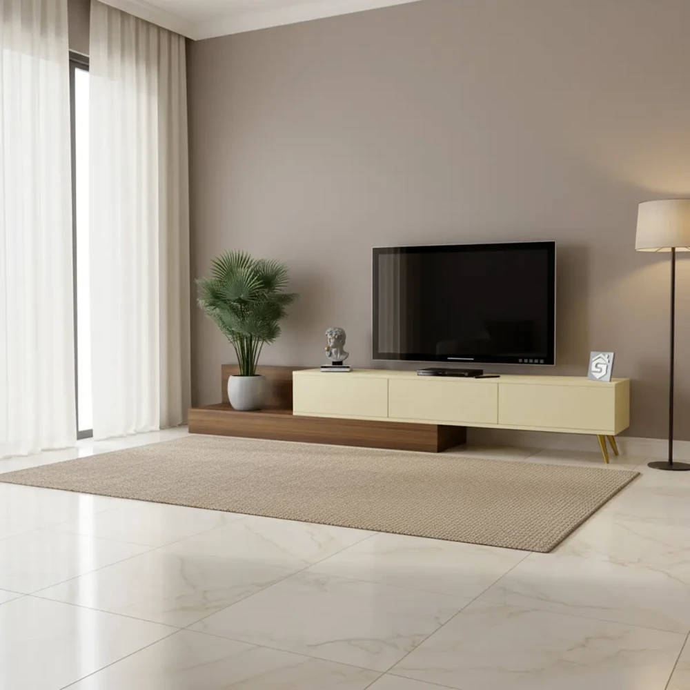 طاولة مودرن لون بيج مع بني 115