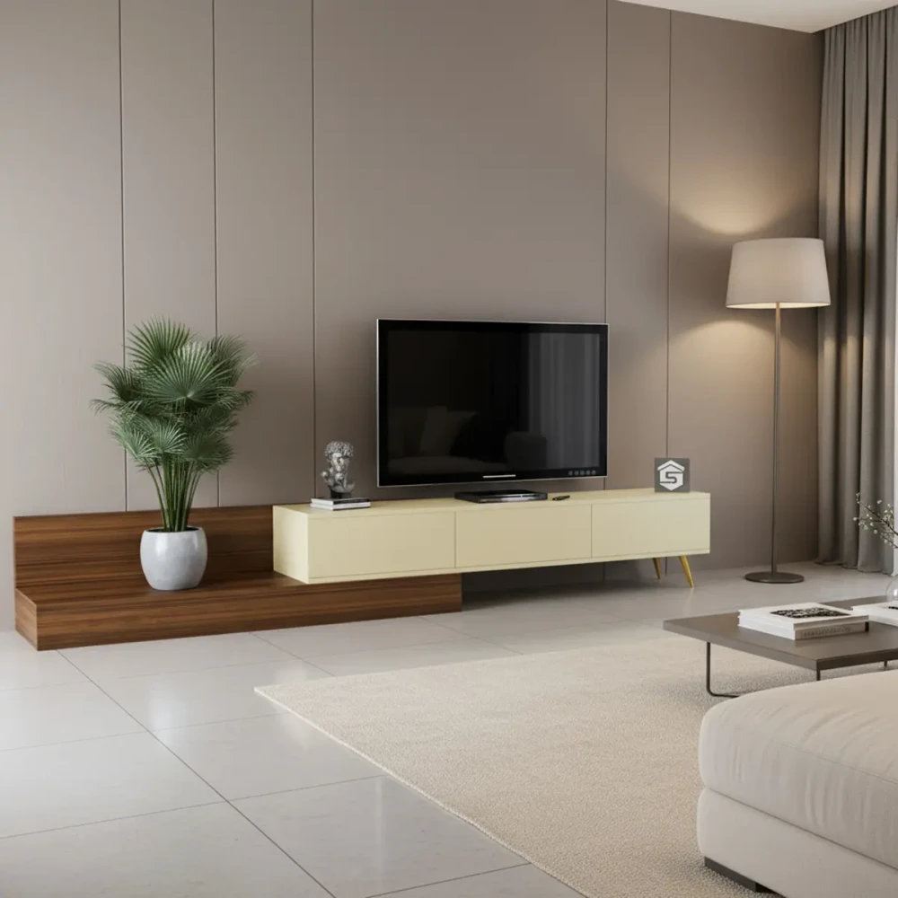 طاولة مودرن لون بيج مع بني 115