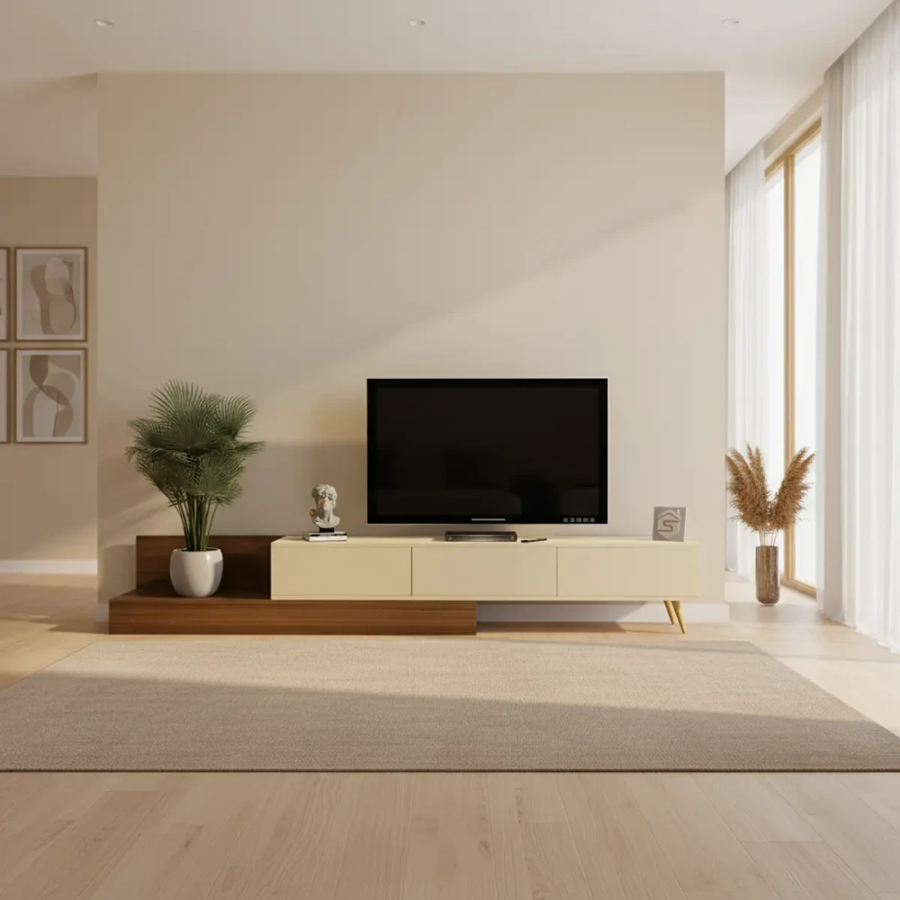 طاولة مودرن لون بيج مع بني 115