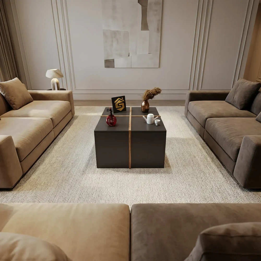 4 طاولات وسط لون رمادي مع بني 0250