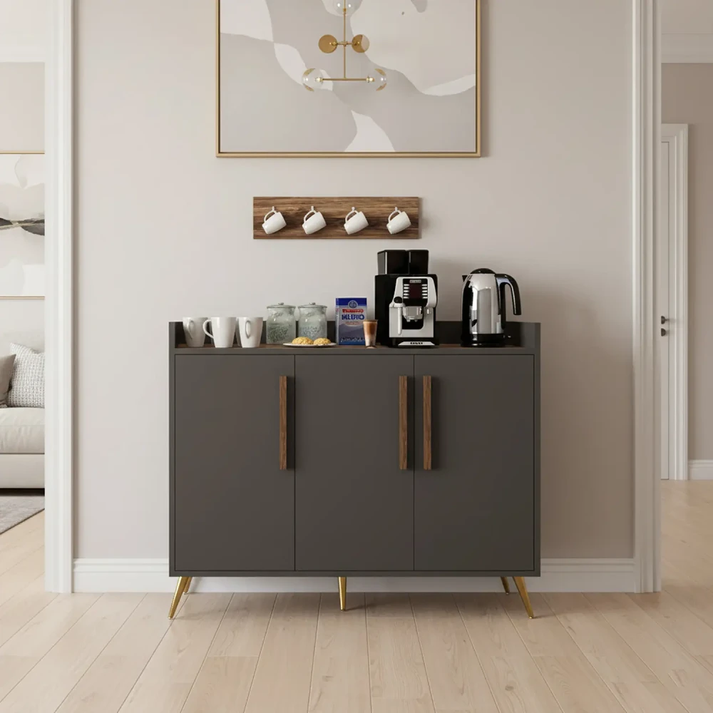 طقم طاولات تلفزيون مودرن لون رمادي مع بني 153