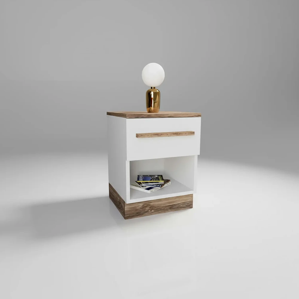 سرير نوم تصميم تركي لون أبيض مع بني 0098