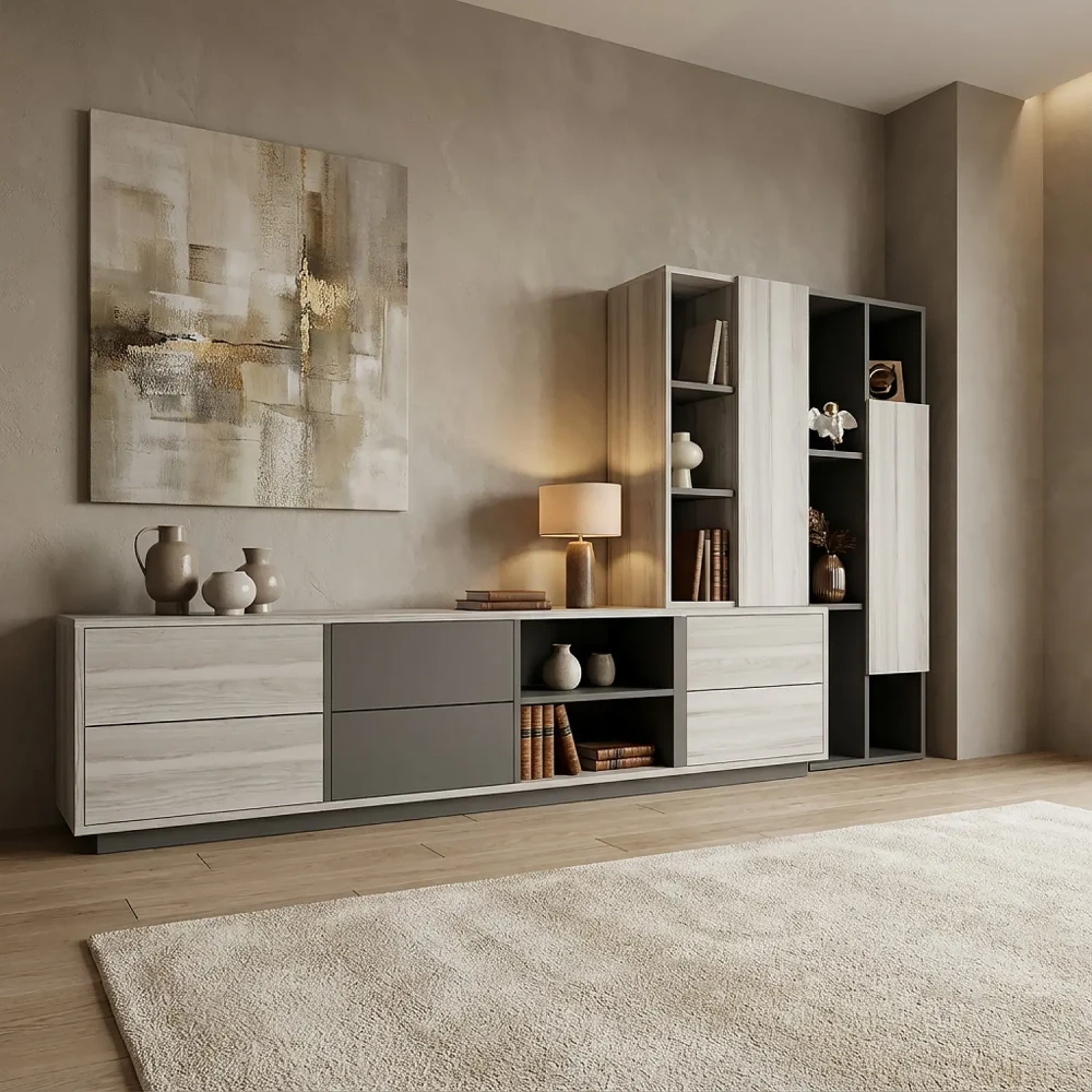 طقم طاولات تلفاز عصري لون رمادي درجتين 155