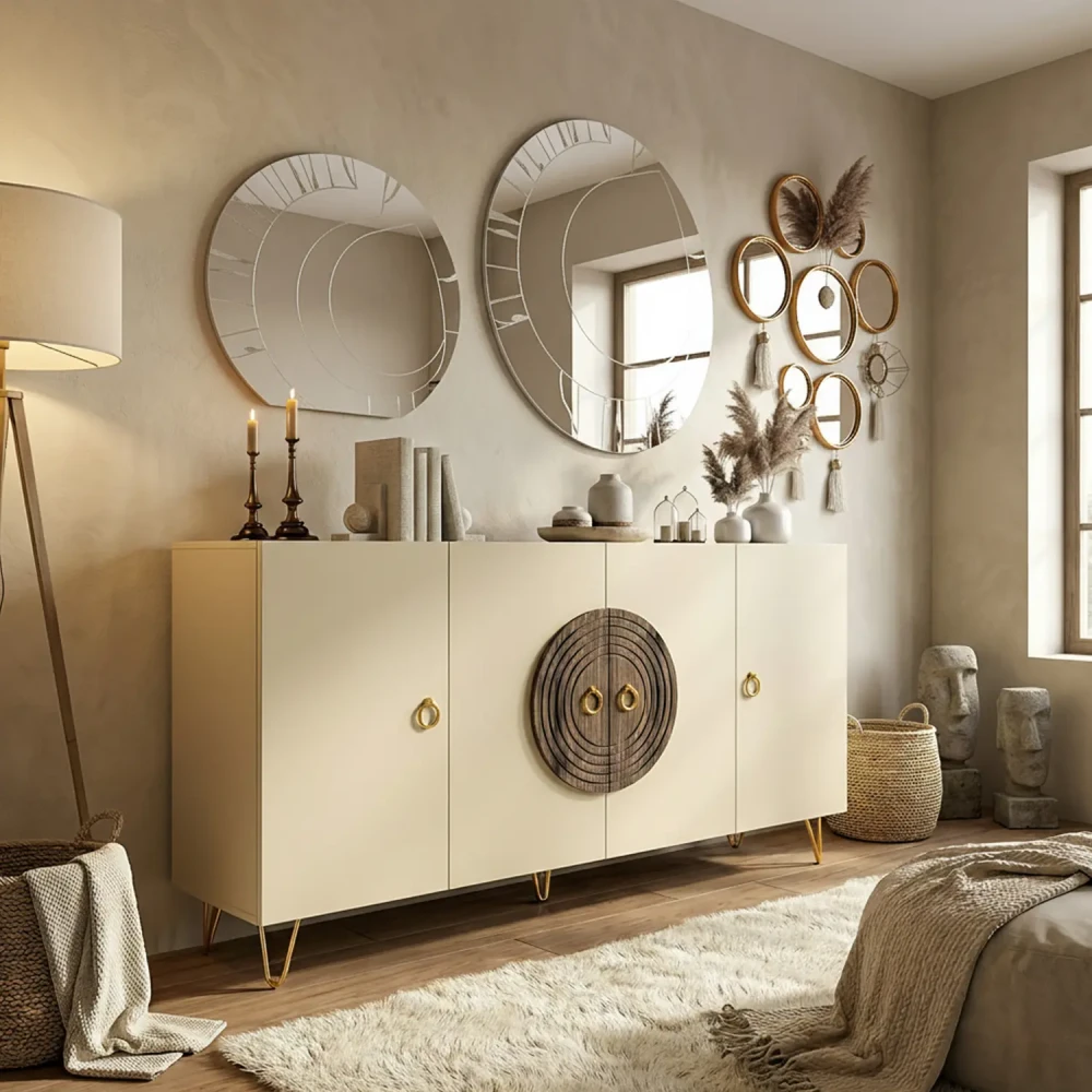 مدخل او بوفية لون بيج مع بني T050