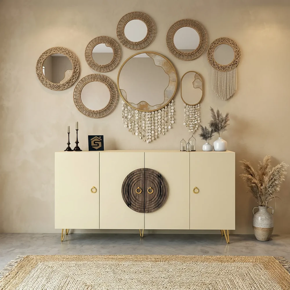 مدخل او بوفية لون بيج مع بني T050