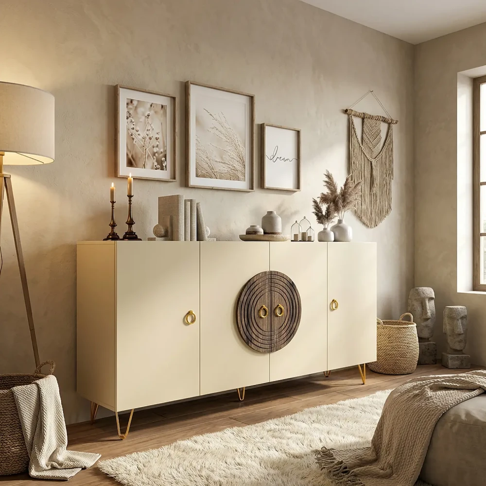 مدخل او بوفية لون بيج مع بني T050