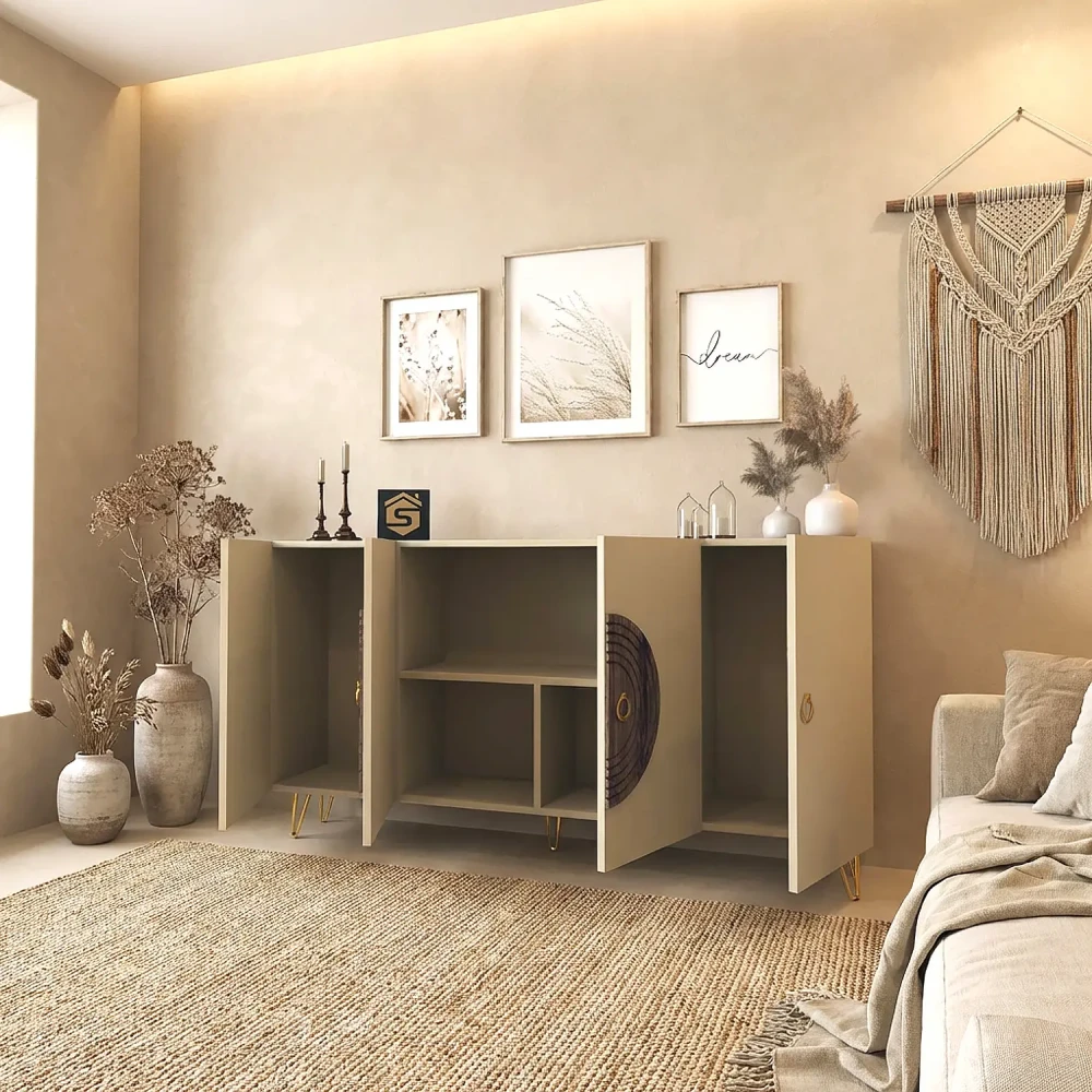 مدخل او بوفية لون بيج مع بني T050