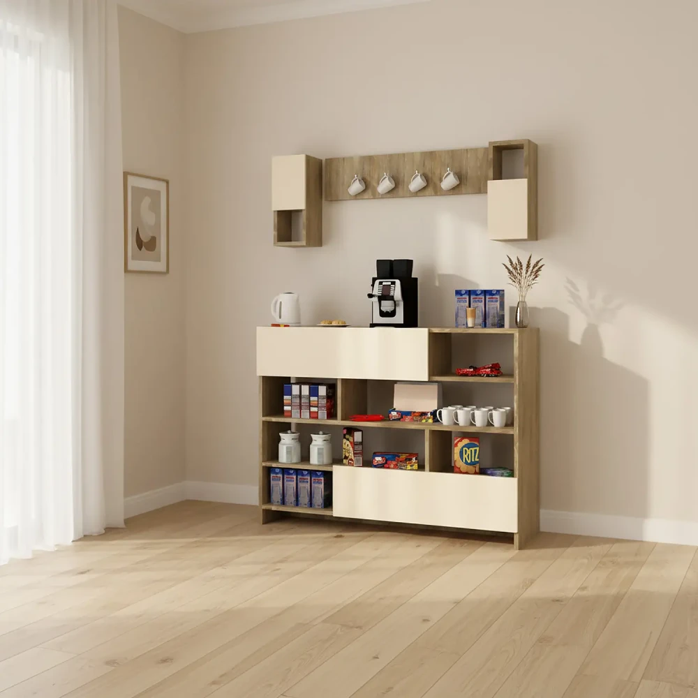 ركن قهوة لون بيج مع خشبي 0317