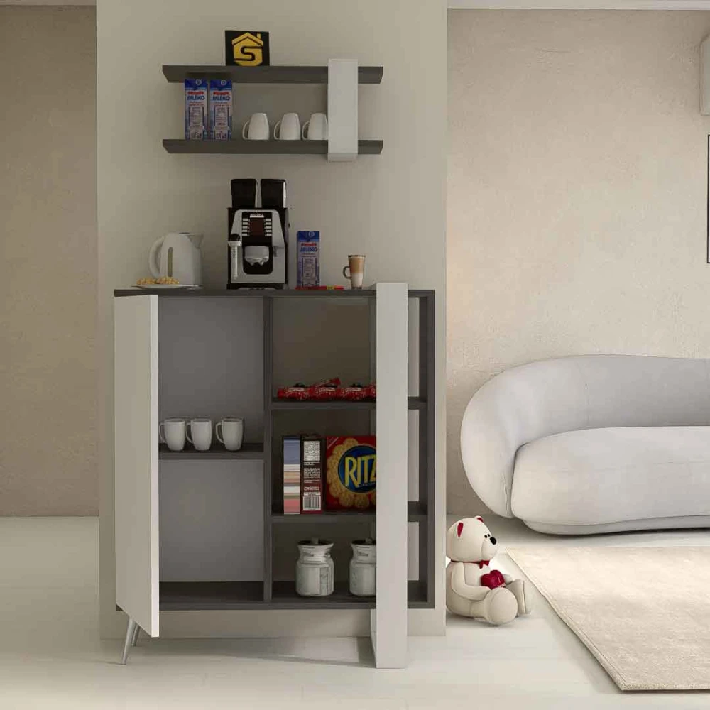 ركن قهوة لون أبيض مع رمادي 0318