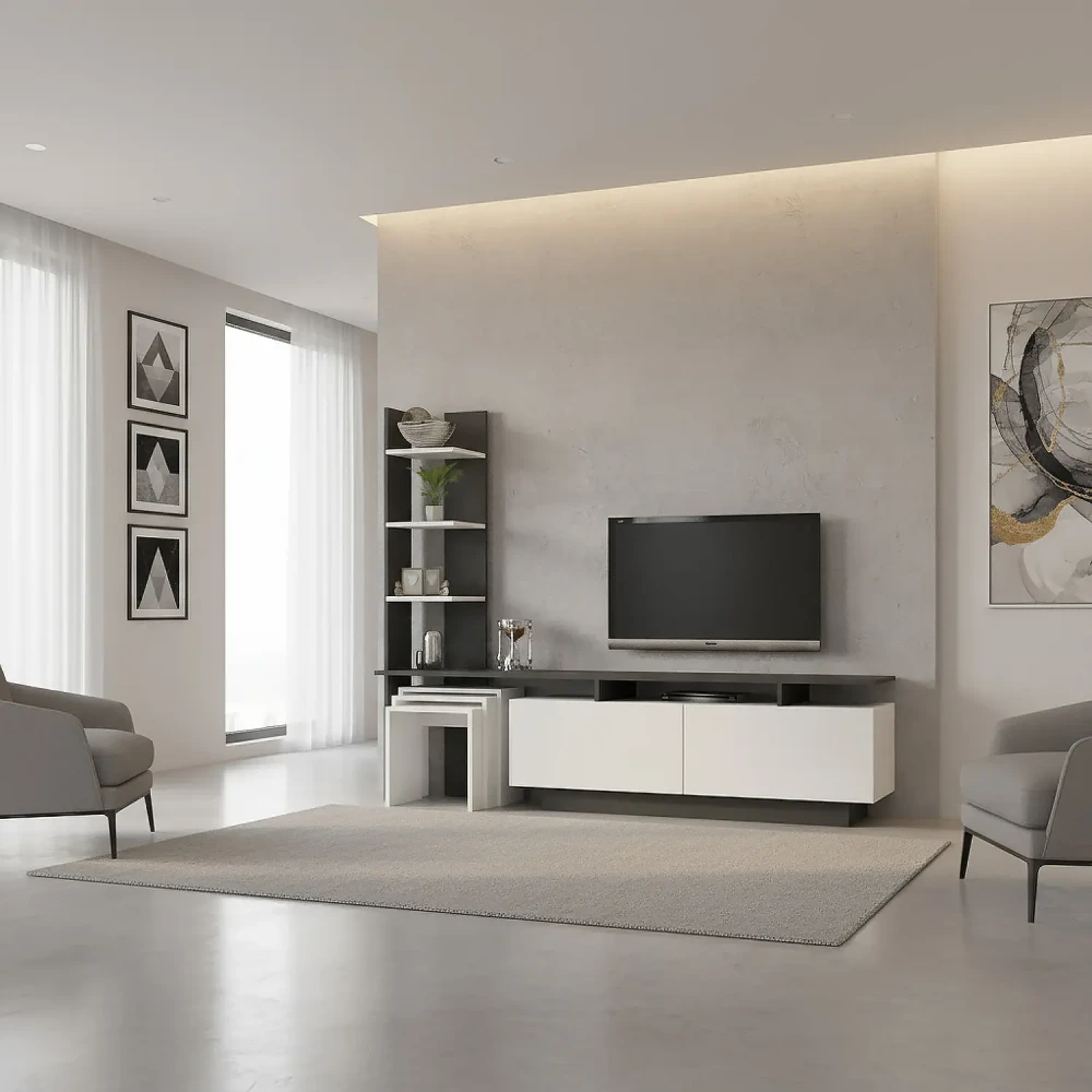 طاولة شاشة مع 3 طاولات خدمة 85