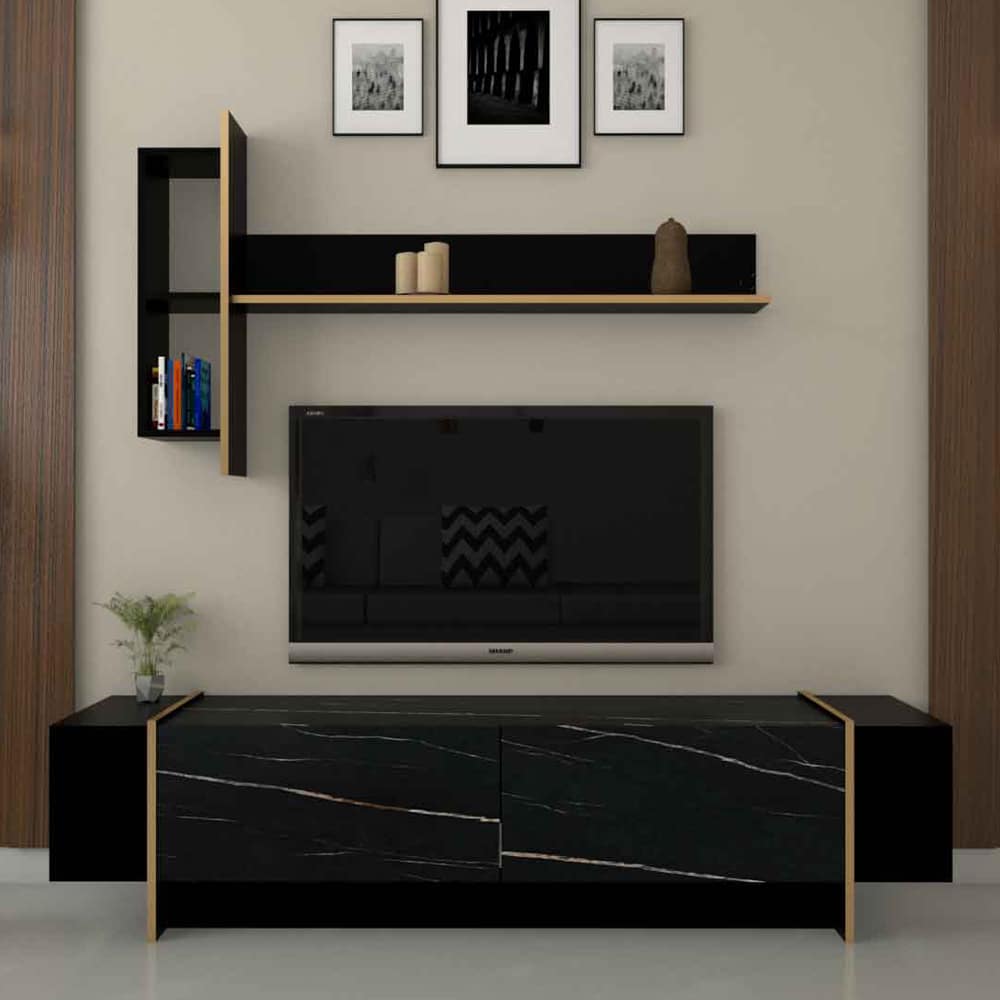 طقم طاولات أسود رخامي مع ذهبي 152