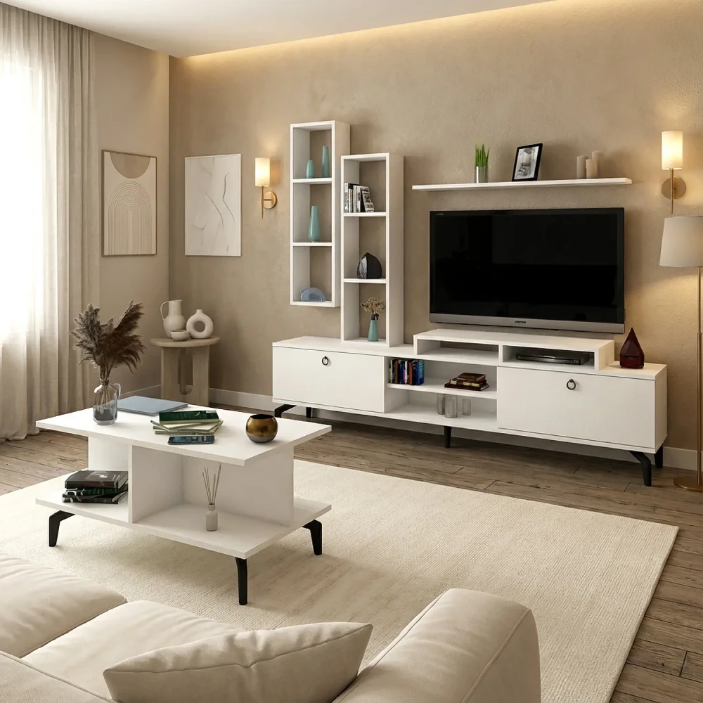 طقم طاولات لون أبيض 0123