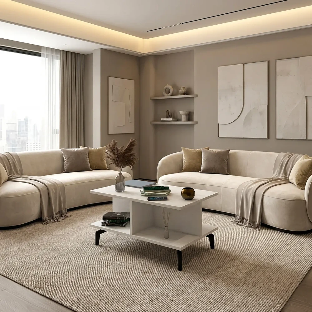 طقم طاولات لون أبيض 0123