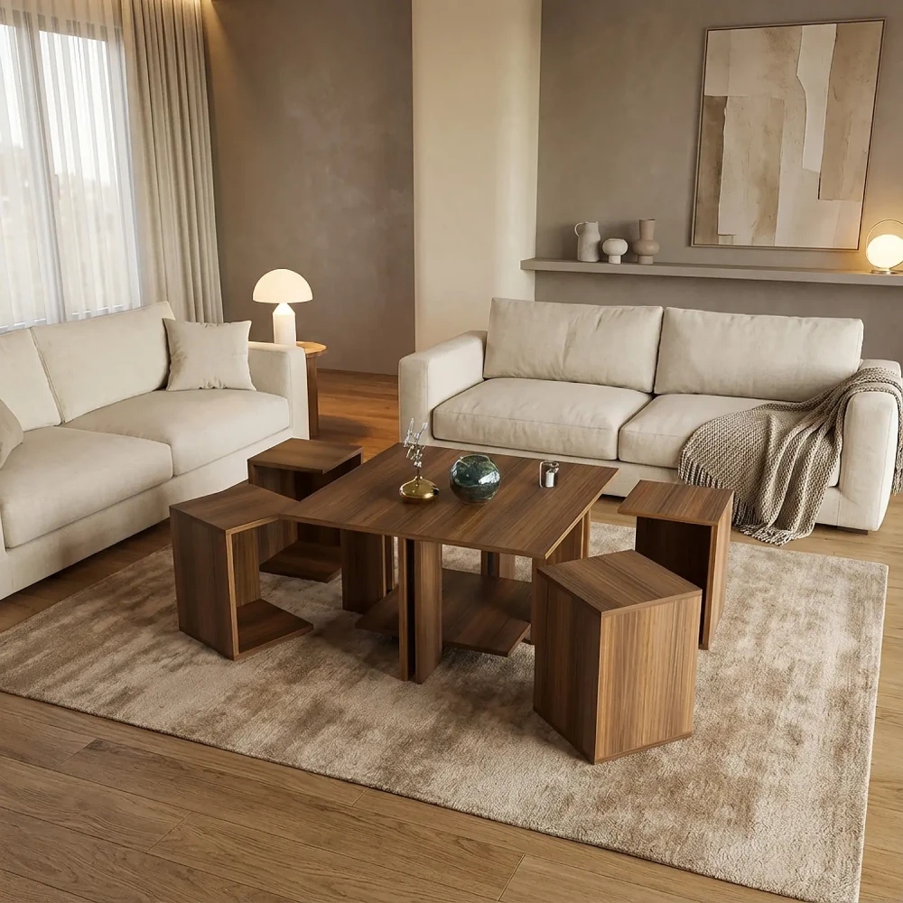 طقم طاولات لون بني 0116