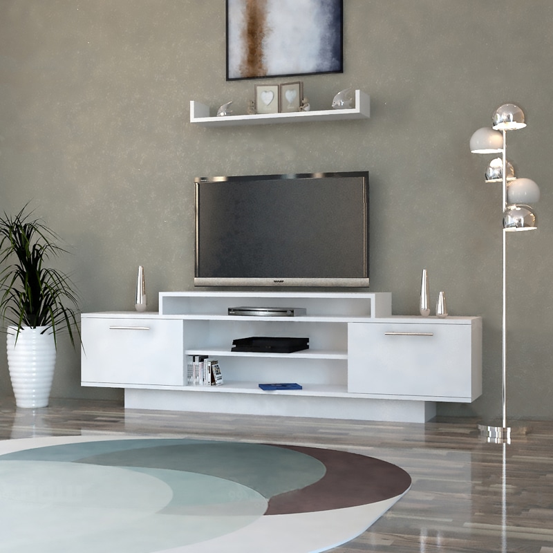 طاولة تلفزيون تصميم تركي لون أبيض 22
