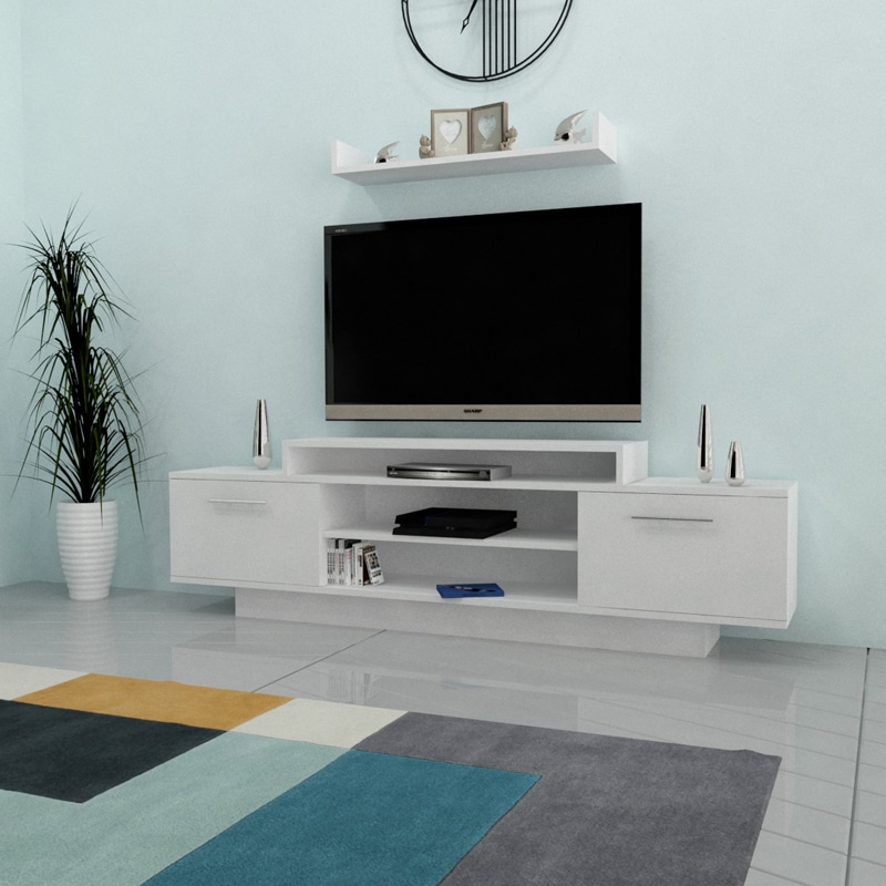 طاولة تلفزيون تصميم تركي لون أبيض 22