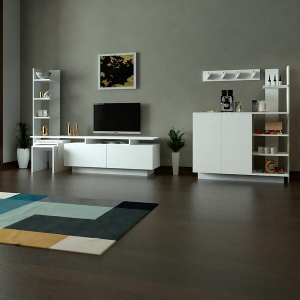 طقم طاولات لون أبيض 0124