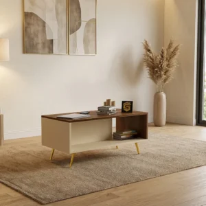 طاولة قهوة لون بيج مع بني 0228