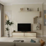 طاولة تلفاز لون بيج مع بني 98