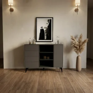 كونسول مدخل مودرن رمادي وأسود 120 سم بتخزين عملي