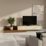 طاولة مودرن لون بيج مع بني 115