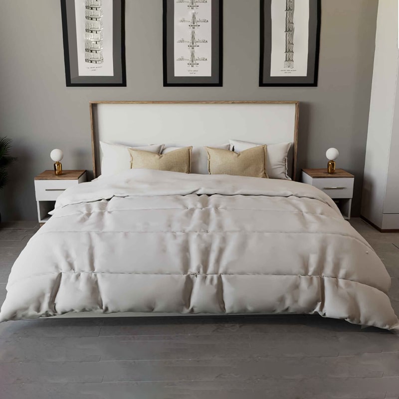 سرير نوم تصميم تركي لون أبيض مع بني 0098