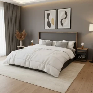 سرير نوم تصميم تركي لون رمادي مع بني 0097