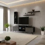 طاولة تلفاز عصرية لون أسود مع رمادي 125