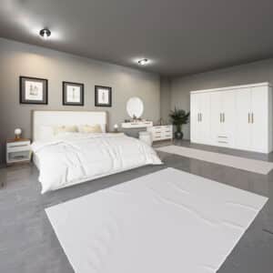 غرفة نوم كاملة مودرن لون أبيض مع بني 0099