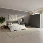 غرفة نوم كاملة مودرن لون رمادي مع بني 00910