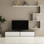 طاولة تلفاز لون أبيض مع رمادي 97