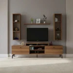 طاولة تلفزيون مع رفوف لون بني 82