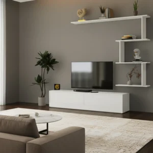 طاولة تلفاز لون أبيض 17