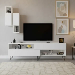 طاولة تلفزيون مودرن لون أبيض 02