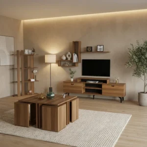 طقم طاولات لون بني 0116