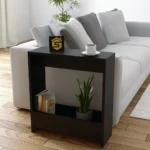 طاولة جانبية مودرن باللون الأسود للأريكة مع رف سفلي للتخزين